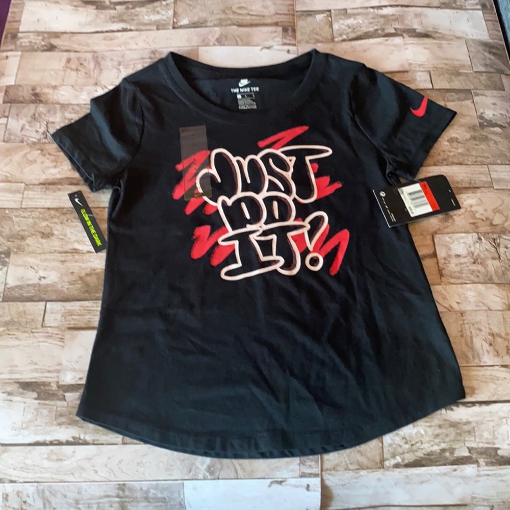 NWT- Nike Tee with “ Just do it” print, black , Size L